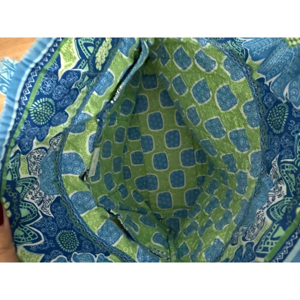 Vera Bradley Doodle Daisy Blue Green Quilted Cotton Floral Tote Shoulder bag